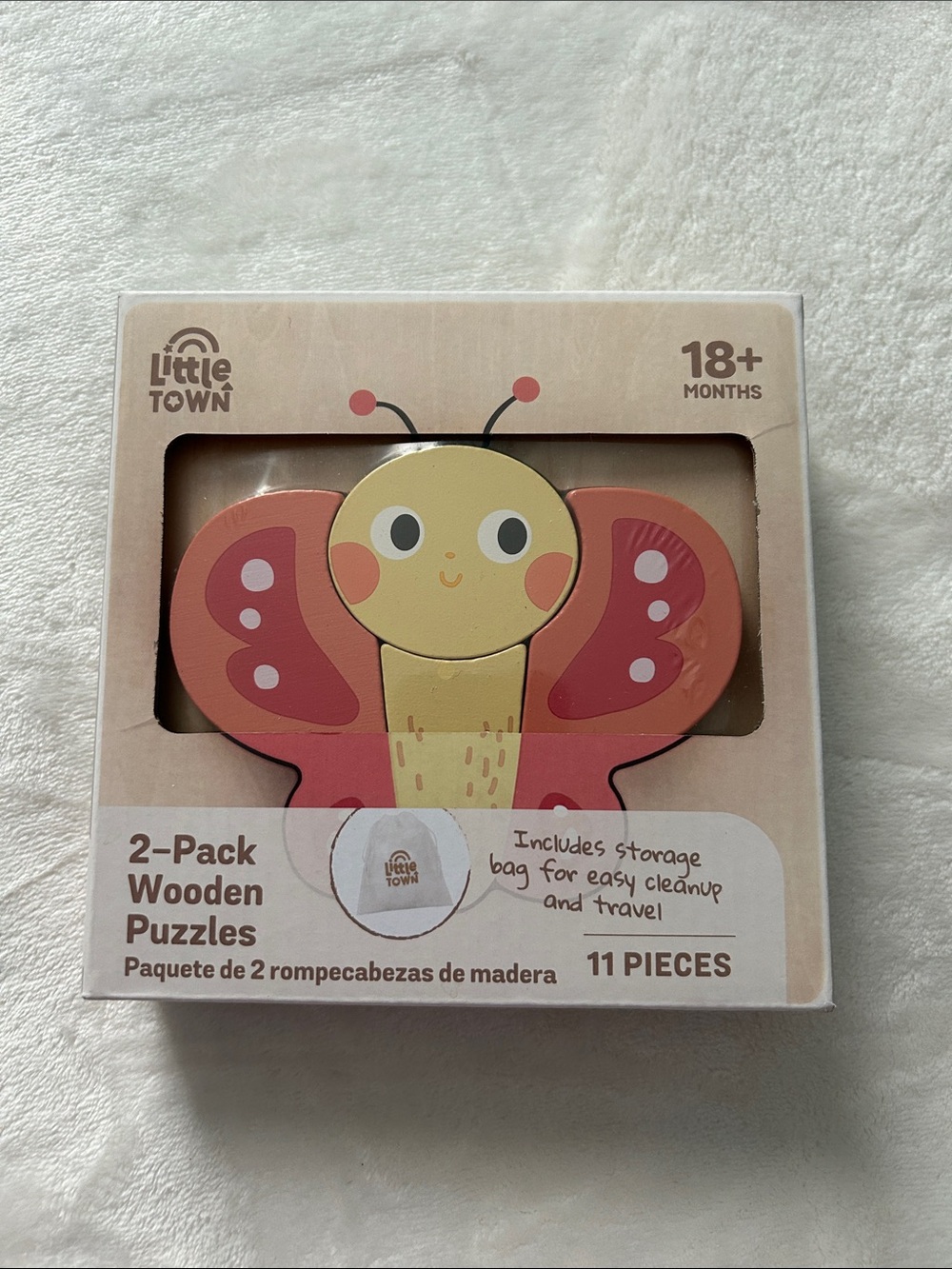 Pink Butterfly Wooden Puzzle - 11 Piece Kids Toy